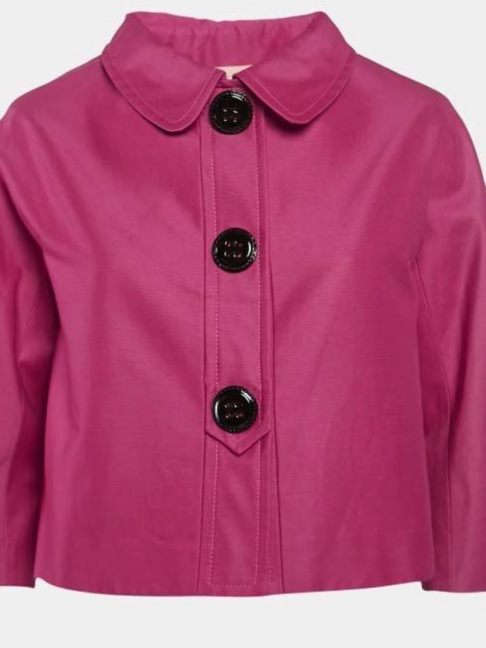 New York & Company Magenta Pink Cropped Button-Front Jacket